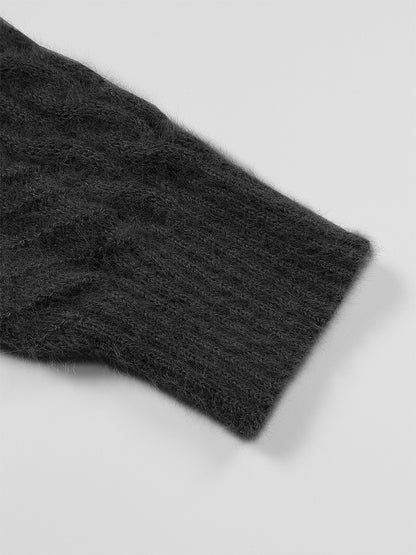 Ribbed Pullover Sweater High Neck Long Sleeve Stranded Knit Casual Wear For Autumn And Winter 4