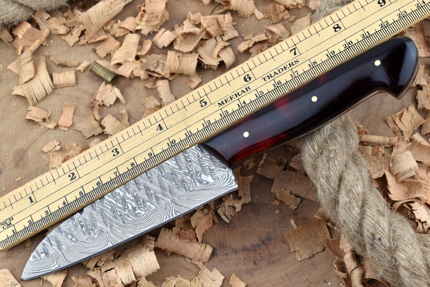 Custom Handmade Forged Damascus Steel Kitchen Chef Knife With Red  Black Resin Handle 0