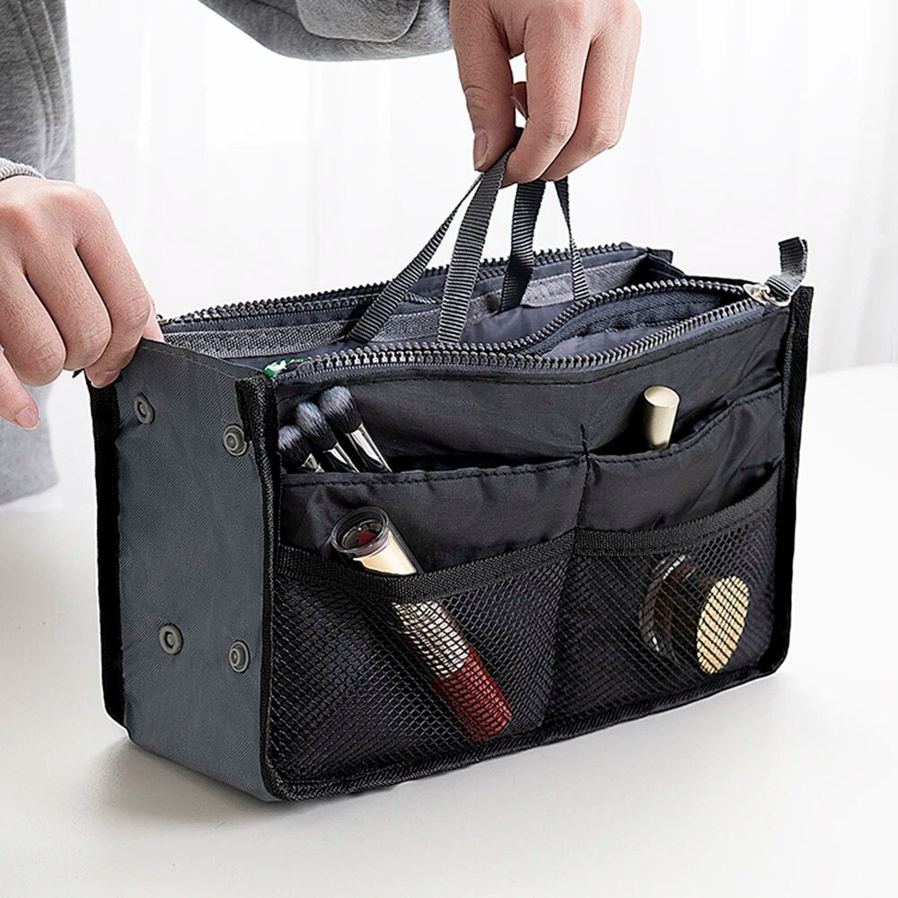 Portable Double Zipper Makeup Bag, Multi Functional Large Capacity Storage Bag, Mommy Bag, Pocket Cosmetic Organizer