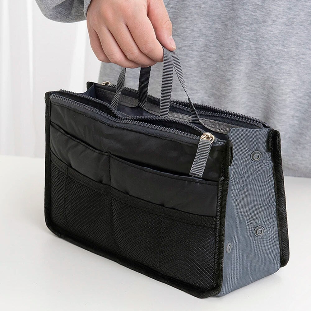 Portable Double Zipper Makeup Bag, Multi Functional Large Capacity Storage Bag, Mommy Bag, Pocket Cosmetic Organizer