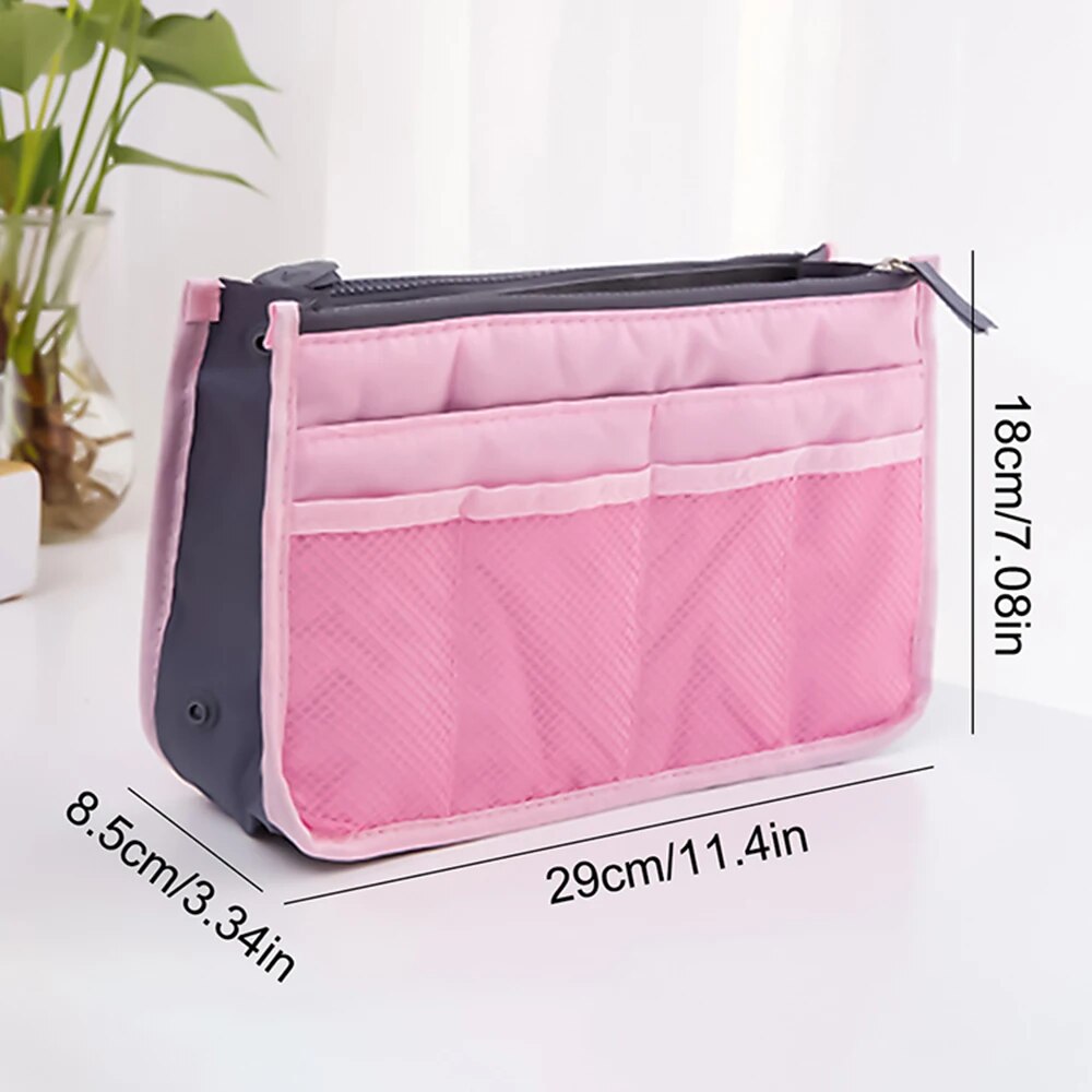 Portable Double Zipper Makeup Bag, Multi Functional Large Capacity Storage Bag, Mommy Bag, Pocket Cosmetic Organizer