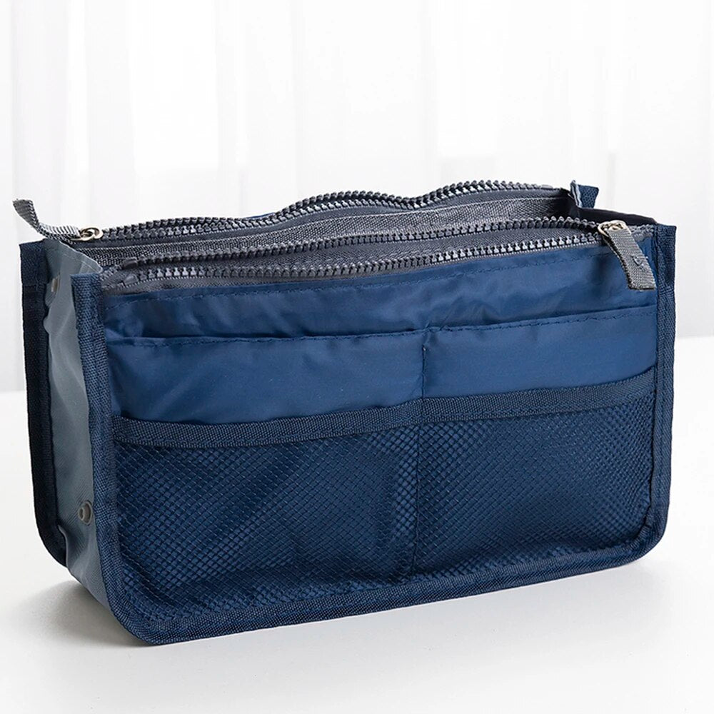 Portable Double Zipper Makeup Bag, Multi Functional Large Capacity Storage Bag, Mommy Bag, Pocket Cosmetic Organizer