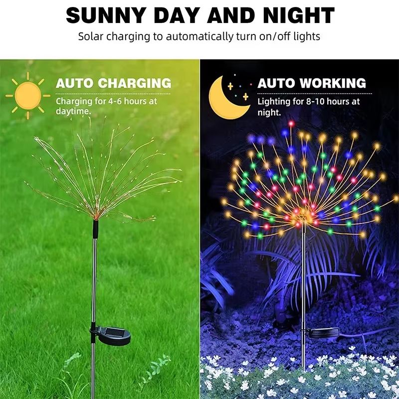 Solar Firework Fairy Lights  Waterproof LED Garden Lights For Pathway Patio Yard Or Holiday Decorat 1
