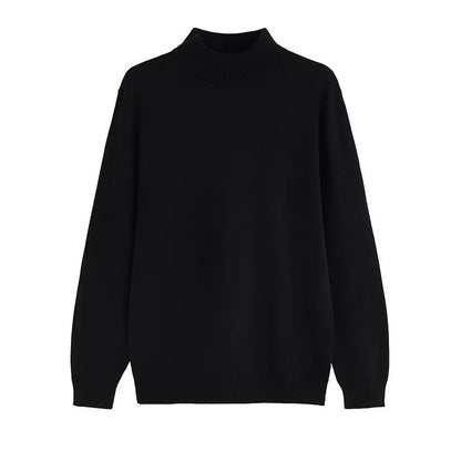 Men's Sweater, Half Polo Turtle Neck, Loose Fit Knit Top, Autumn Winter Base Layer