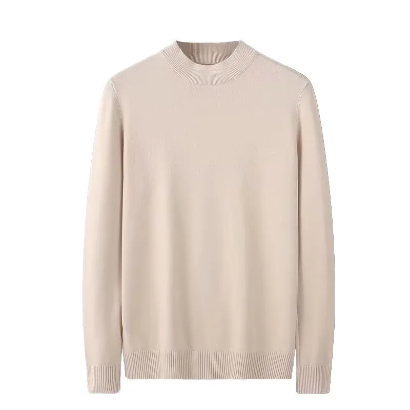 Men's Sweater, Half Polo Turtle Neck, Loose Fit Knit Top, Autumn Winter Base Layer