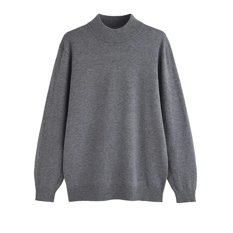 Men's Sweater, Half Polo Turtle Neck, Loose Fit Knit Top, Autumn Winter Base Layer
