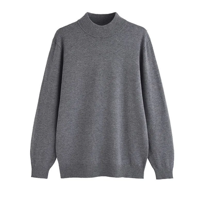 Men's Sweater, Half Polo Turtle Neck, Loose Fit Knit Top, Autumn Winter Base Layer