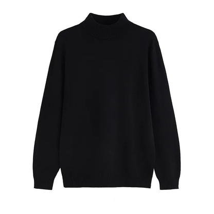 Men's Sweater, Half Polo Turtle Neck, Loose Fit Knit Top, Autumn Winter Base Layer