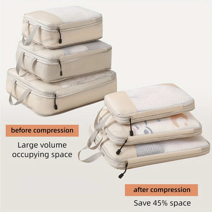 Travel Bag Luggage Organizer, Compression Cube Set, Carry-On Travel Essentials
