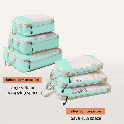 Travel Bag Luggage Organizer, Compression Cube Set, Carry-On Travel Essentials