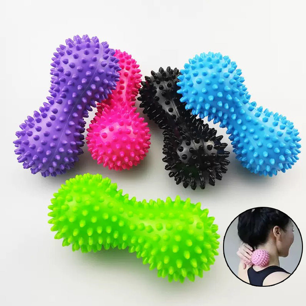 Myofascial Ball for Foot Fasciitis, Peanut Double Spike Ball, Foot Massage Roller, Fitness Ball, Back Arch Massage Ball