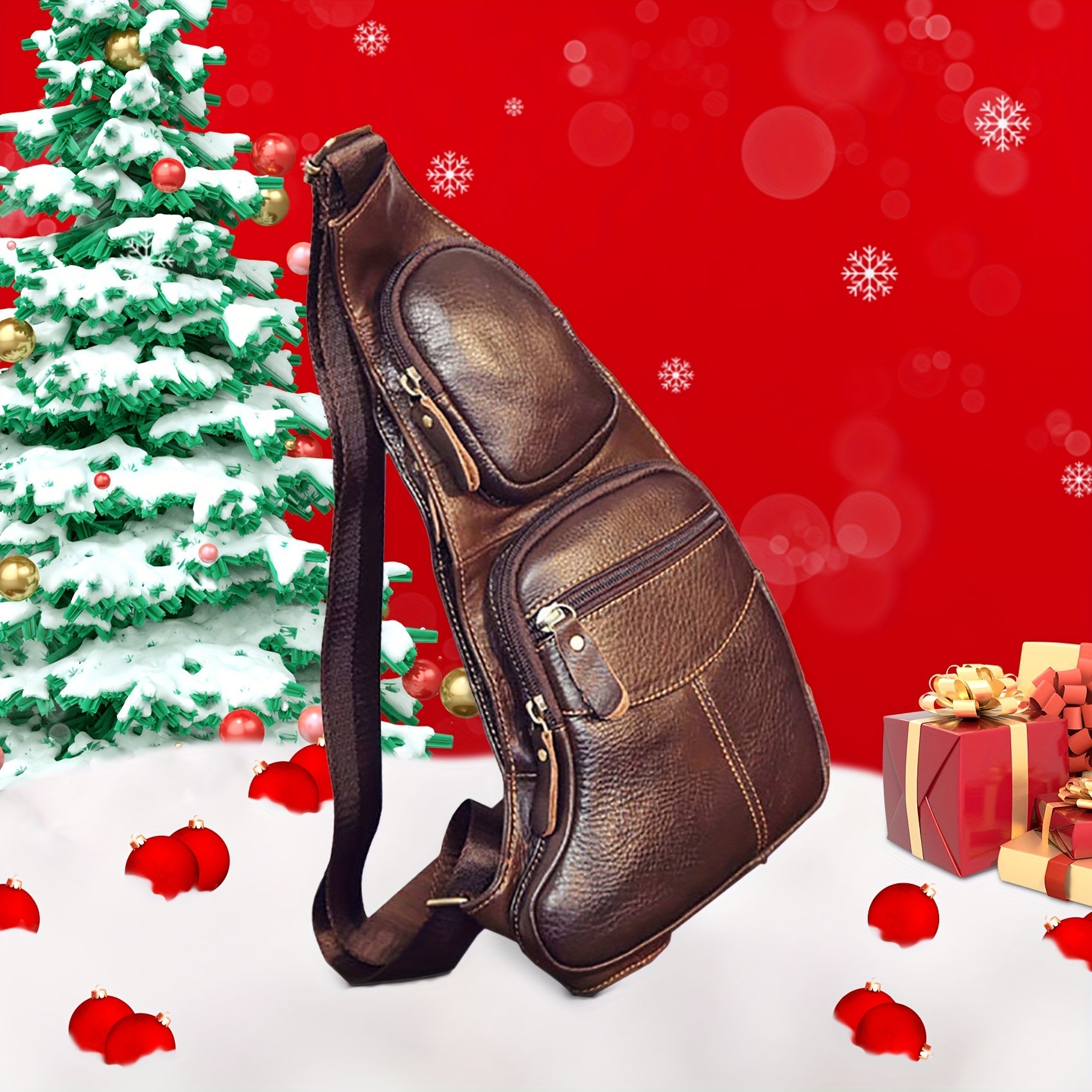 Leather Backpack, Crossbody Bag, Tactical Outdoor Travel Chest Bag, Single-Shoulder Design for Hiking and Camping