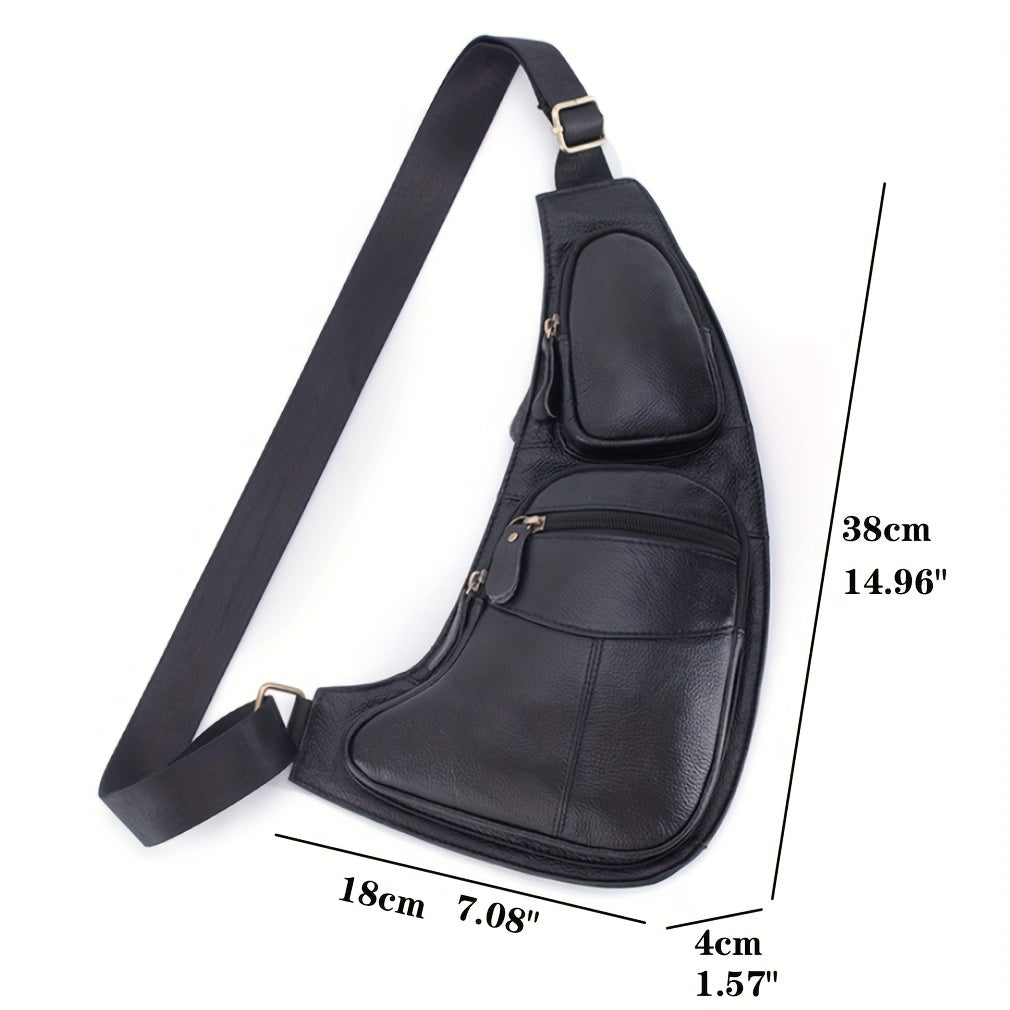 Leather Backpack, Crossbody Bag, Tactical Outdoor Travel Chest Bag, Single-Shoulder Design for Hiking and Camping