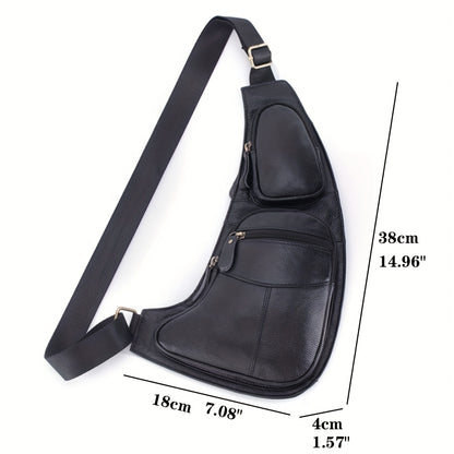 Leather Backpack, Crossbody Bag, Tactical Outdoor Travel Chest Bag, Single-Shoulder Design for Hiking and Camping