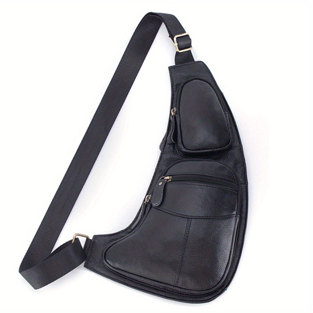 Leather Backpack, Crossbody Bag, Tactical Outdoor Travel Chest Bag, Single-Shoulder Design for Hiking and Camping