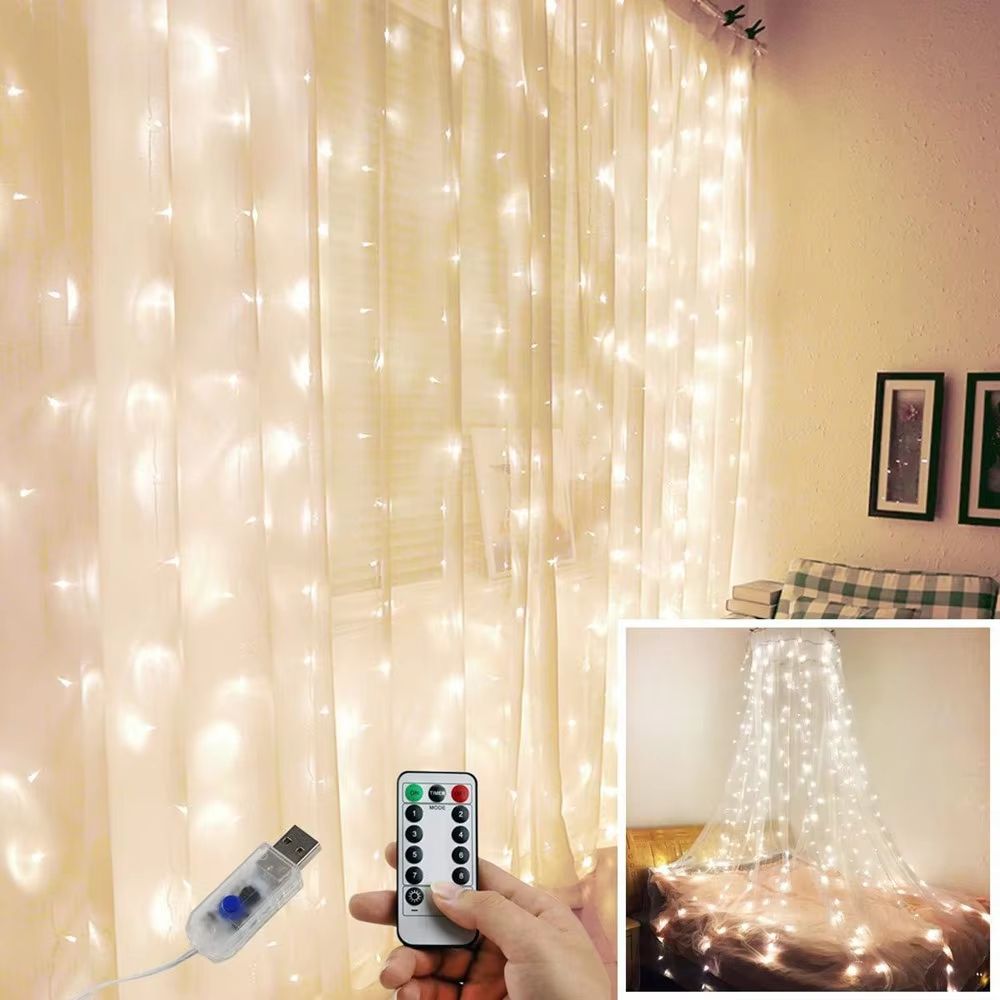 3M LED Curtain Fairy Lights  Warm  Festive Icicle String Lights For Christmas Weddings And Home Dec 1