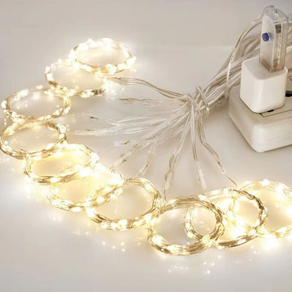 3M LED Curtain Fairy Lights  Warm  Festive Icicle String Lights For Christmas Weddings And Home Dec 3