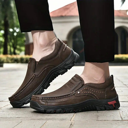 Men Leather Shoes Handmade Casual Loafers Outdoor Slip On Moccasins Non Slip Walking Flats 4