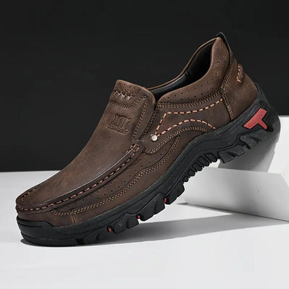 Men Leather Shoes Handmade Casual Loafers Outdoor Slip On Moccasins Non Slip Walking Flats 6