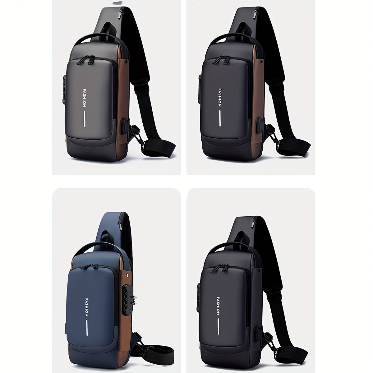 Casual Street Style Men's Crossbody, Password Lock Chest Bag, Anti Theft Shoulder Bag with Adjustable Strap