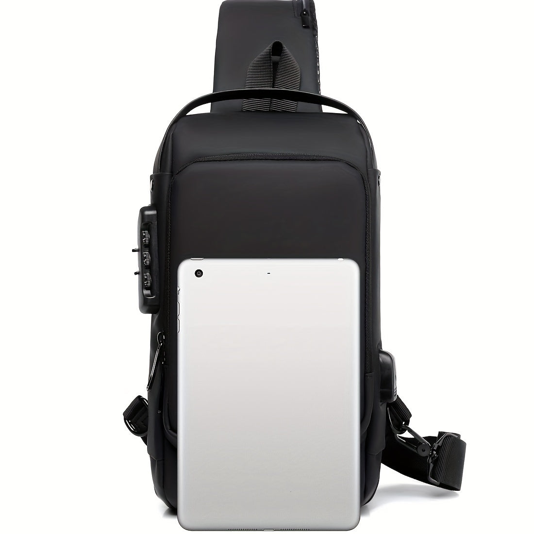 Casual Street Style Men's Crossbody, Password Lock Chest Bag, Anti Theft Shoulder Bag with Adjustable Strap