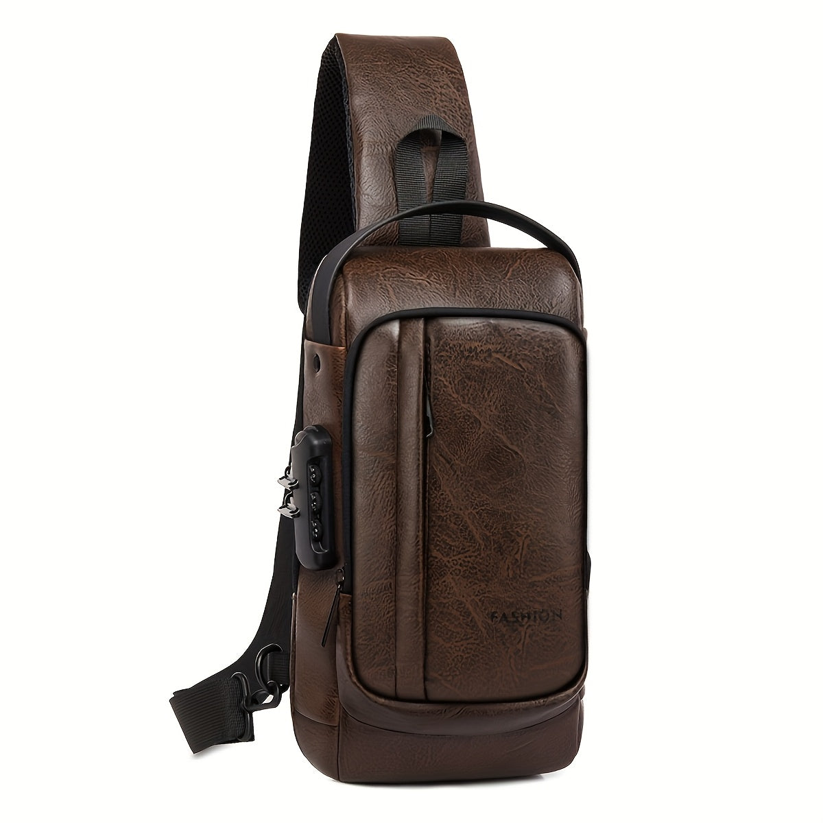 Casual Street Style Men's Crossbody, Password Lock Chest Bag, Anti Theft Shoulder Bag with Adjustable Strap