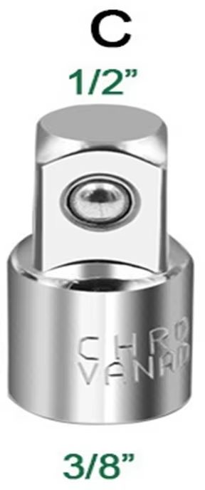 CRV Chrome Vanadium Steel Socket Adapter Set  12 To 38 To 14 Ratchet Wrench Converter 8