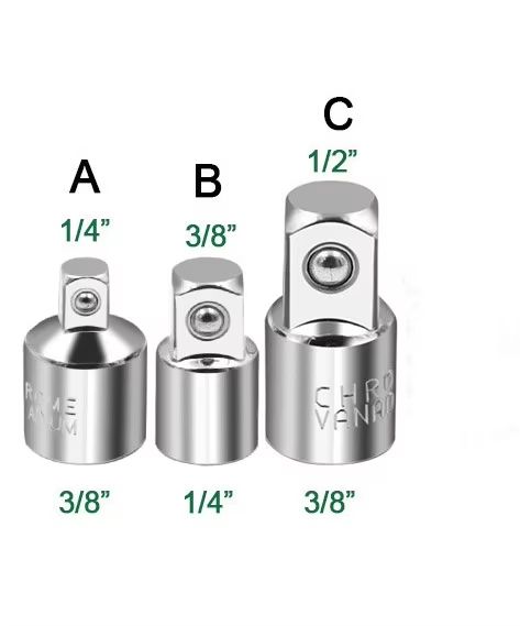 CRV Chrome Vanadium Steel Socket Adapter Set  12 To 38 To 14 Ratchet Wrench Converter 13