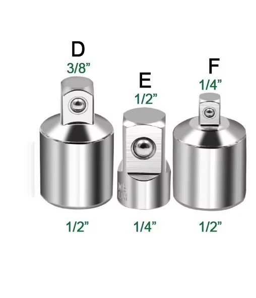 CRV Chrome Vanadium Steel Socket Adapter Set  12 To 38 To 14 Ratchet Wrench Converter 14