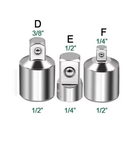 CRV Chrome Vanadium Steel Socket Adapter Set  12 To 38 To 14 Ratchet Wrench Converter 14