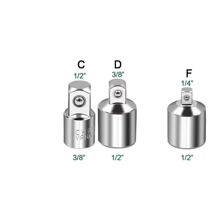 CRV Chrome Vanadium Steel Socket Adapter Set  12 To 38 To 14 Ratchet Wrench Converter 16