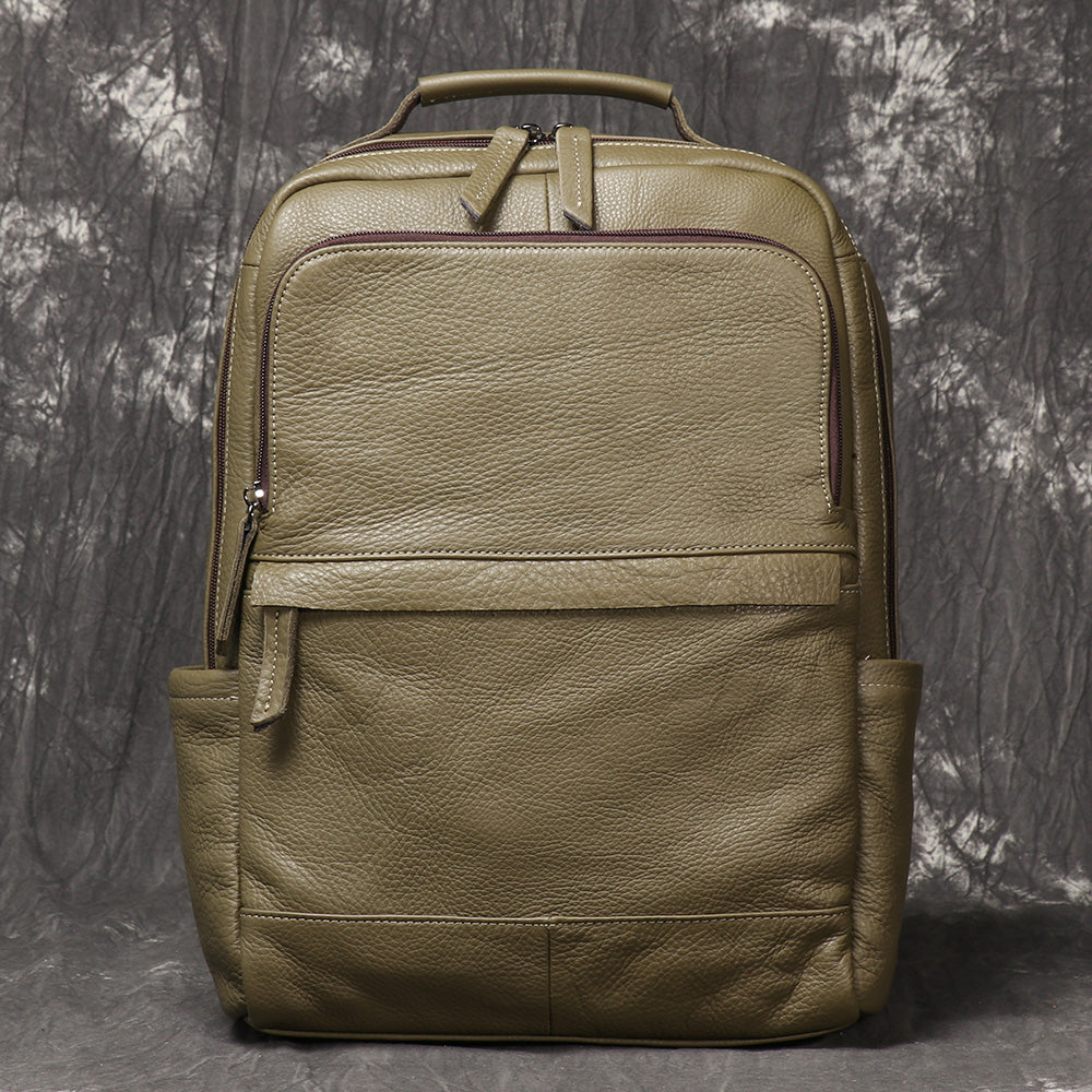 Mens Leather Travel Backpack Vintage Cowhide Laptop Bag Womens Large Capacity School Backpack 2