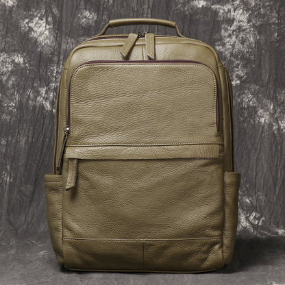 Mens Leather Travel Backpack Vintage Cowhide Laptop Bag Womens Large Capacity School Backpack 2