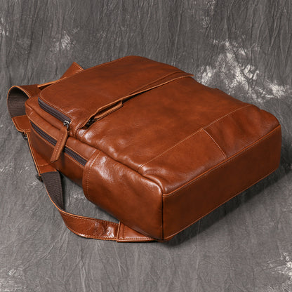 Mens Leather Travel Backpack Vintage Cowhide Laptop Bag Womens Large Capacity School Backpack 4