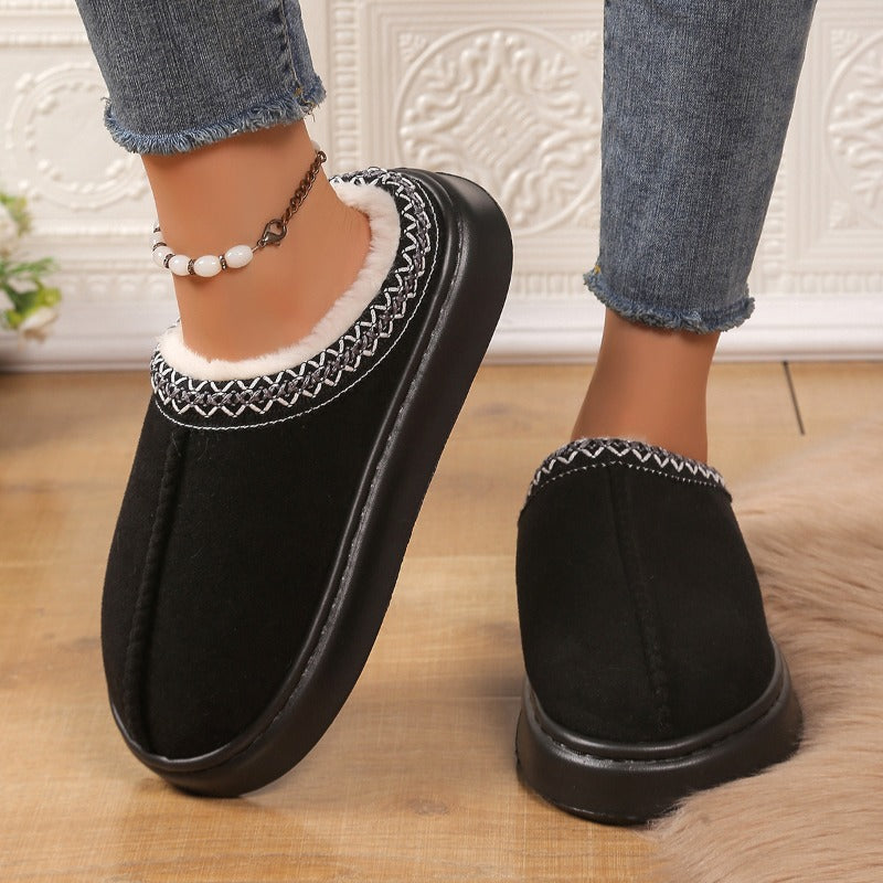 Womens Warm Cashmere Slippers Thick Sole Cozy Half Mop Shoes Soft Uggs Style Winter Footwear 2