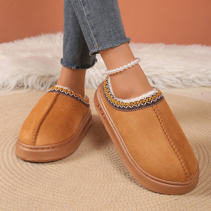 Womens Warm Cashmere Slippers Thick Sole Cozy Half Mop Shoes Soft Uggs Style Winter Footwear 8