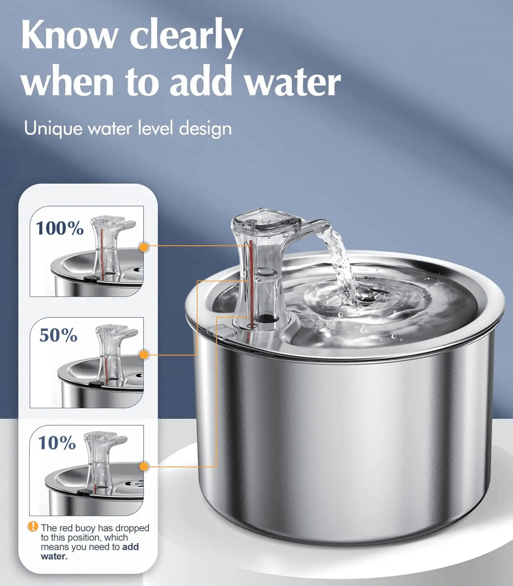 PureFlow 2L Stainless Steel Automatic Pet Water Fountain With Optional Sensor And Heater 1