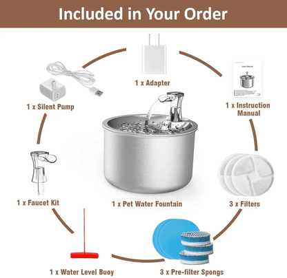 PureFlow 2L Stainless Steel Automatic Pet Water Fountain With Optional Sensor And Heater 4