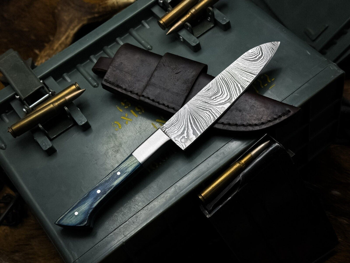 Elegant Handmade Damascus Steel Chef Knife With Wood Handle 1