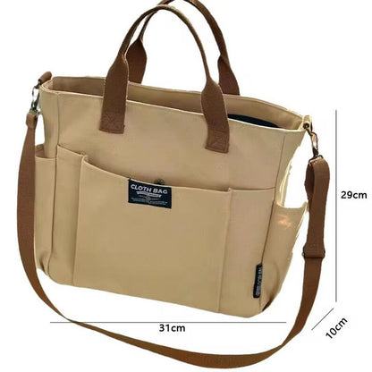 Large Capacity Urban Minimalist Shoulder Bag, Canvas Tote for Female Students, Portable Crossbody Commuting Bag