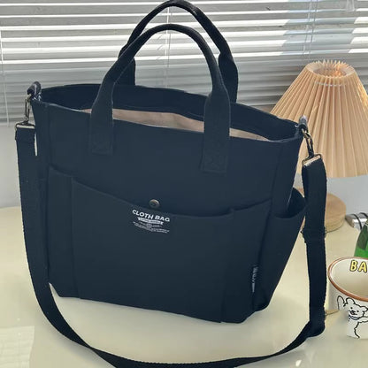 Large Capacity Urban Minimalist Shoulder Bag, Canvas Tote for Female Students, Portable Crossbody Commuting Bag