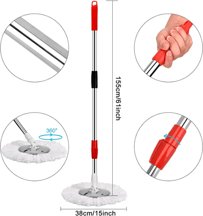 AquaSpin 360 Stainless Steel Spin Mop And Bucket Set With 3 Microfiber Heads 4