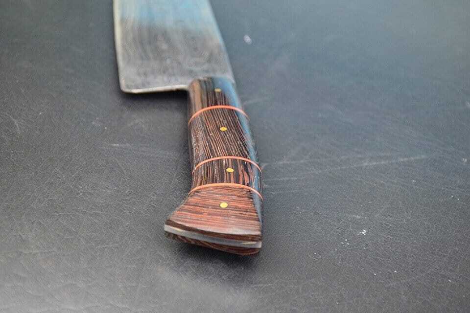 Unique Handmade Damascus Chef Knife  Wood Handle Full Tang Construction 2