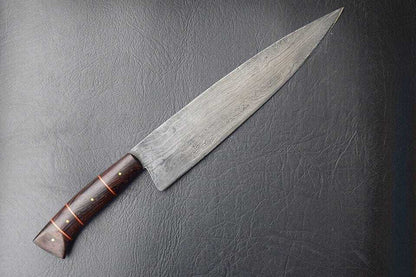Unique Handmade Damascus Chef Knife – Wood Handle, Full Tang Construction