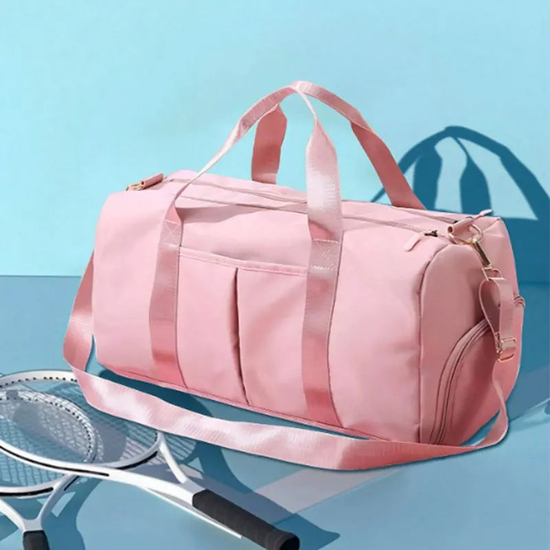 Sports Gym Duffel Bag for Men and Women, Travel Workout Fitness Bag with Shoes Compartment, Wet Pocket Nylon Luggage