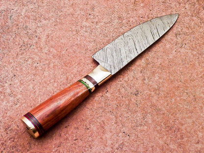 Rustic Handmade Damascus Knife  Wood Handle For Hunting  Survival 1