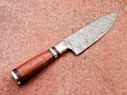 Rustic Handmade Damascus Knife  Wood Handle For Hunting  Survival 2