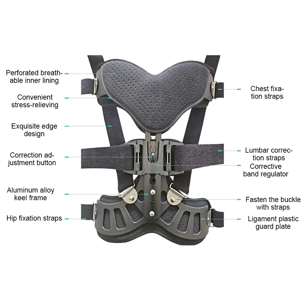 Adjustable Scoliosis Posture Corrector Spinal Auxiliary Orthosis Brace Back Recovery Support For Le