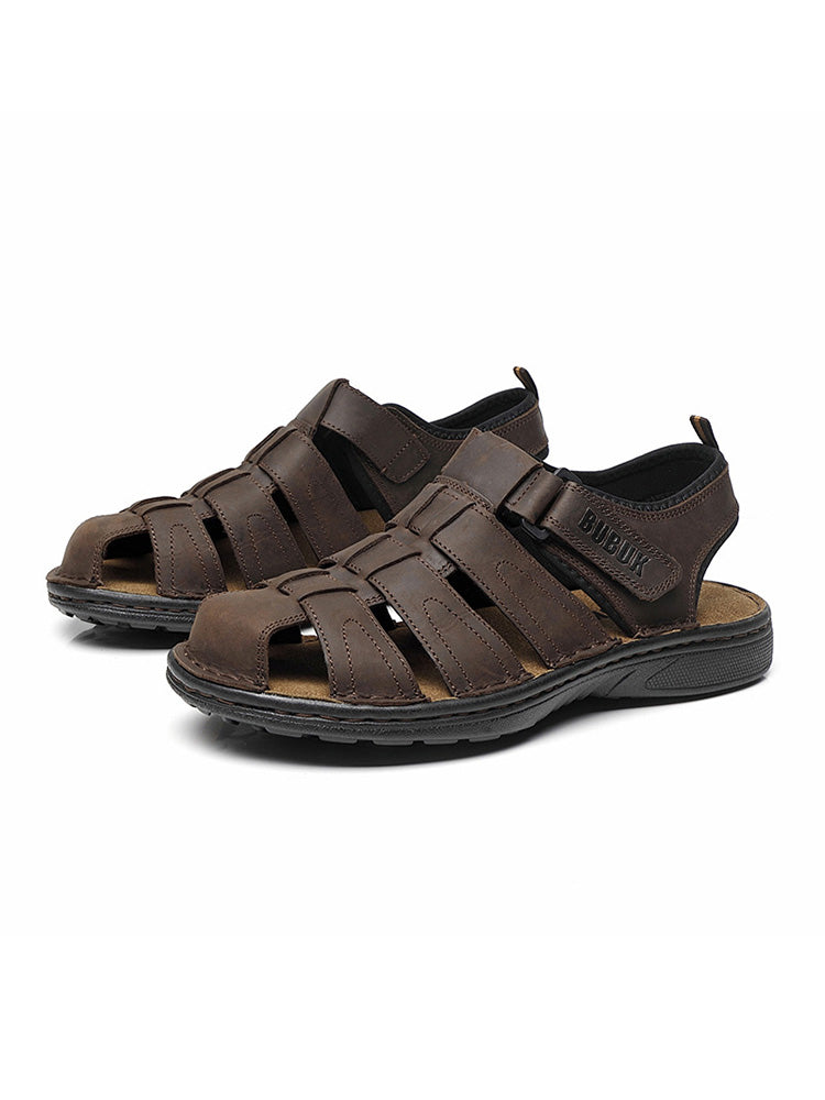 Outdoor Fashion Beach Shoes, Light and Comfortable, First-Layer Cowhide Mens Sports Sandals, Open-Toe Non-Slip Sandals