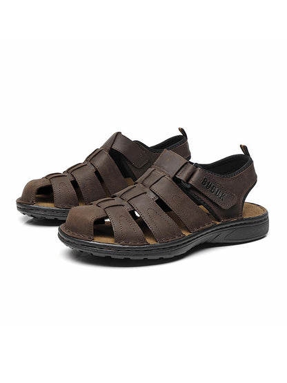 Outdoor Fashion Beach Shoes, Light and Comfortable, First-Layer Cowhide Mens Sports Sandals, Open-Toe Non-Slip Sandals